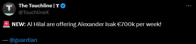 HIT! Taką TYGODNIÓWKĘ oferuje Al-Hilal Alexandrowi Isakowi O.o